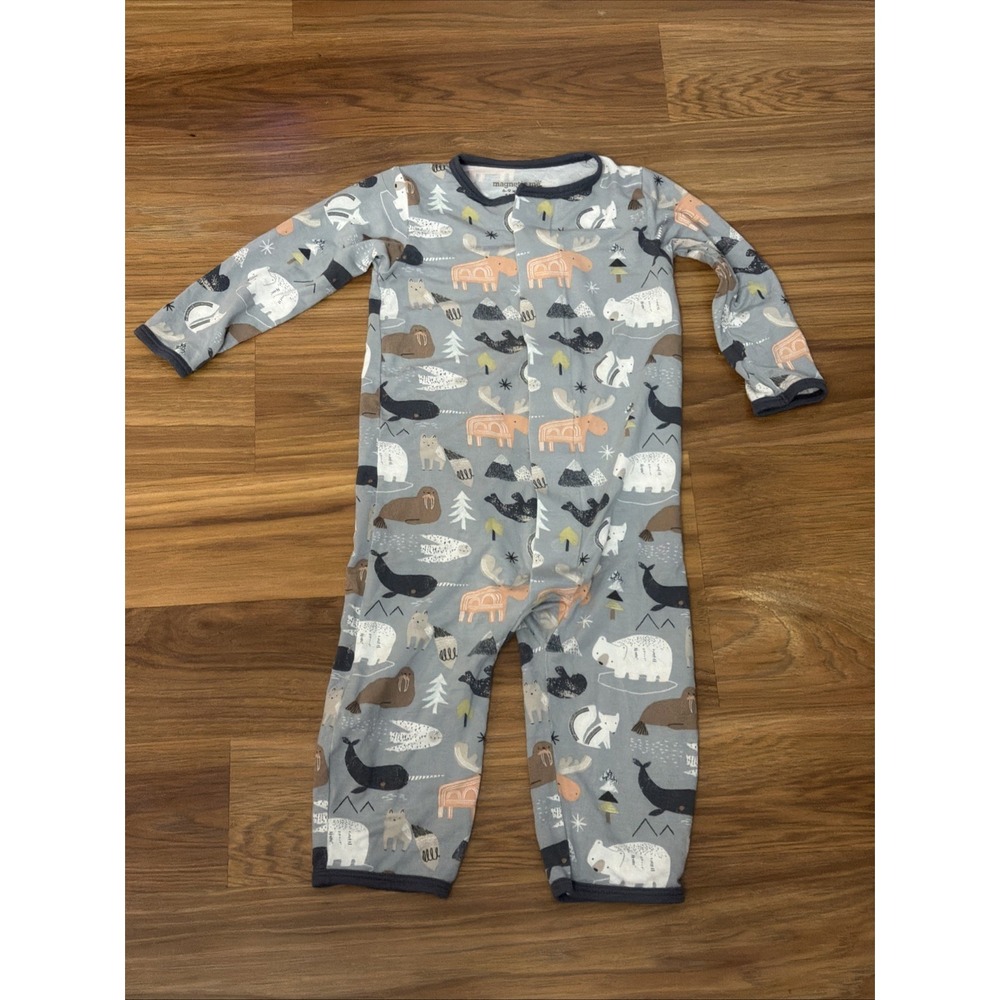 Magnetic Me Baby Boys 6-9 Months Mountain Animals Footed Sleeper Pajamas VGC